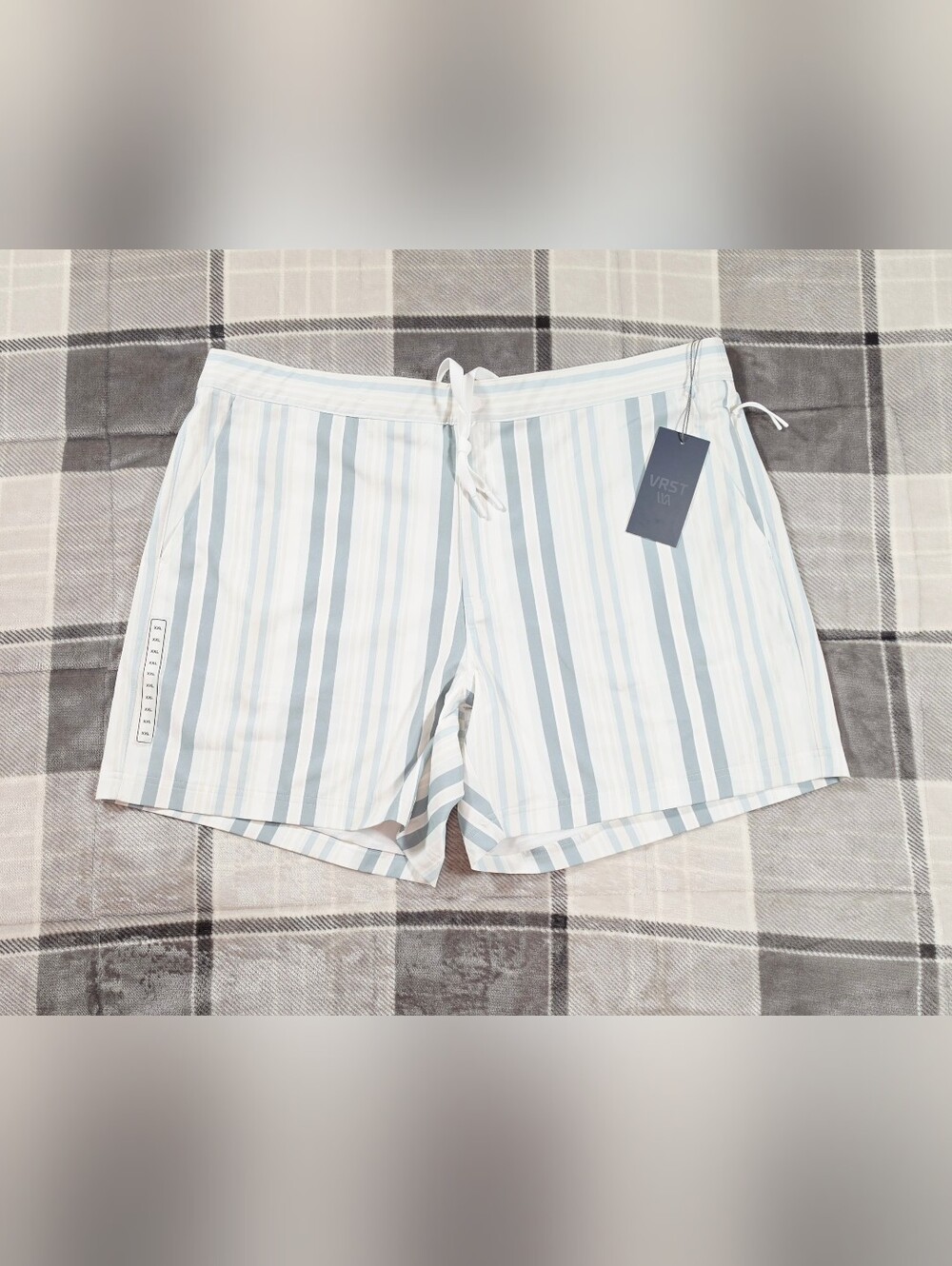 VRST Light Blue & White Striped Hybrid Shorts